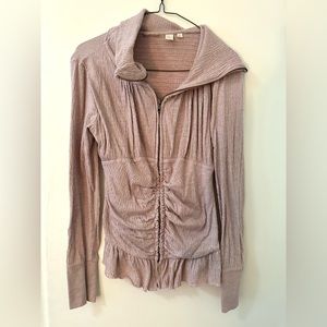 Anthropologie eloise corset style zip up sweater